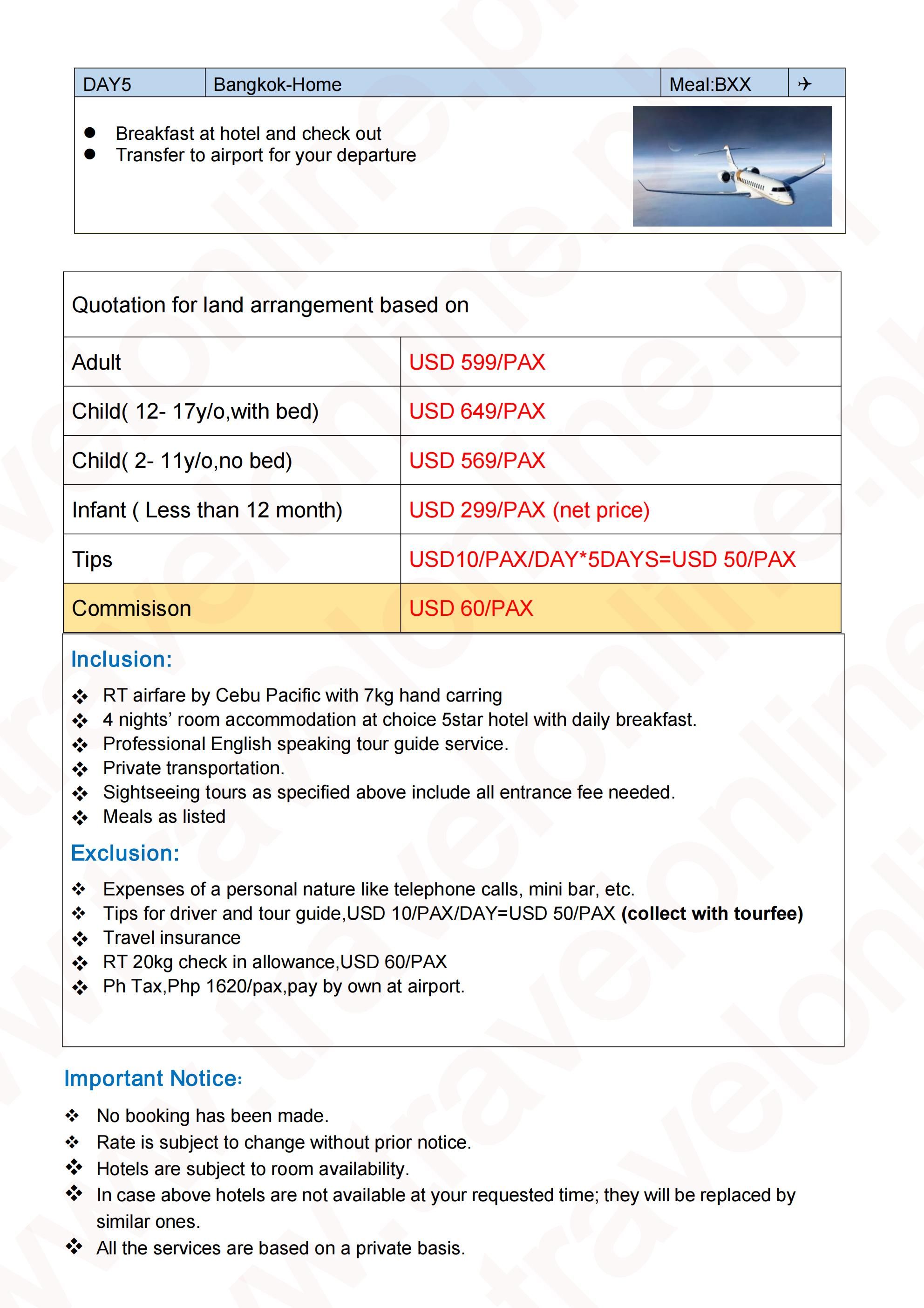 Happy New Thailand 5D4N TOUR: AS LOW AS $599/PAX itinerary