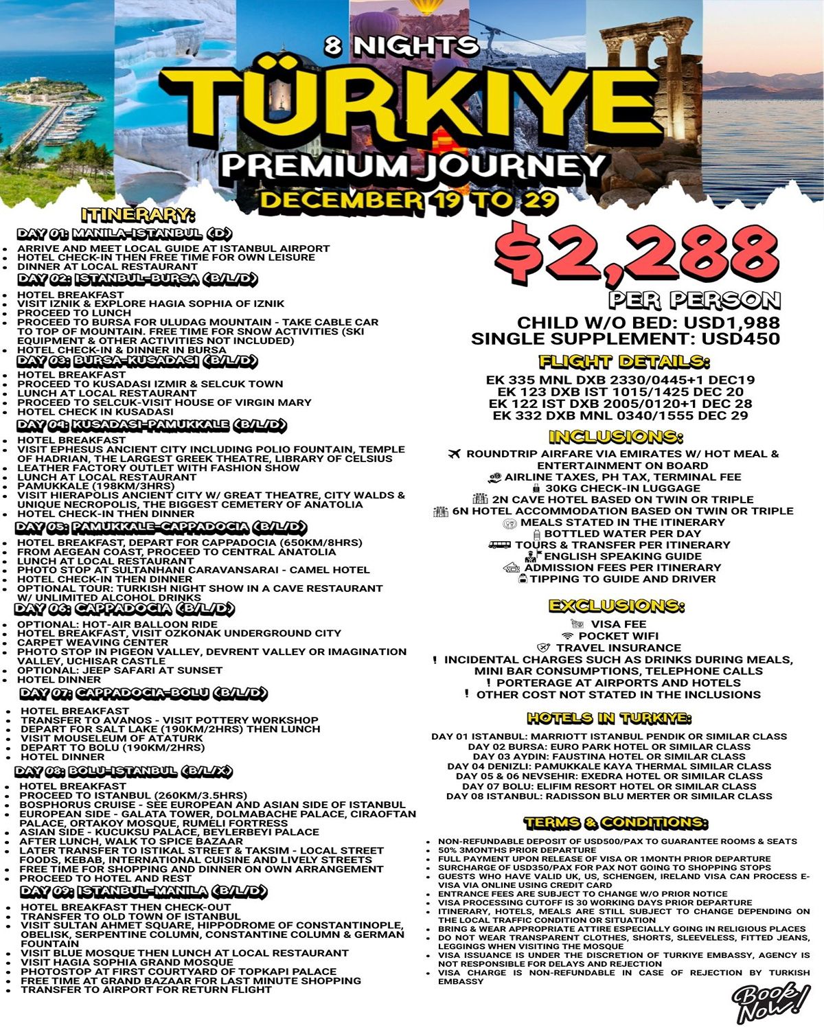 Premium Turkiye w_ Nicea Pilgrimage + Ski Mountain via Emirates: AS LOW AS $2288/PAX promo image