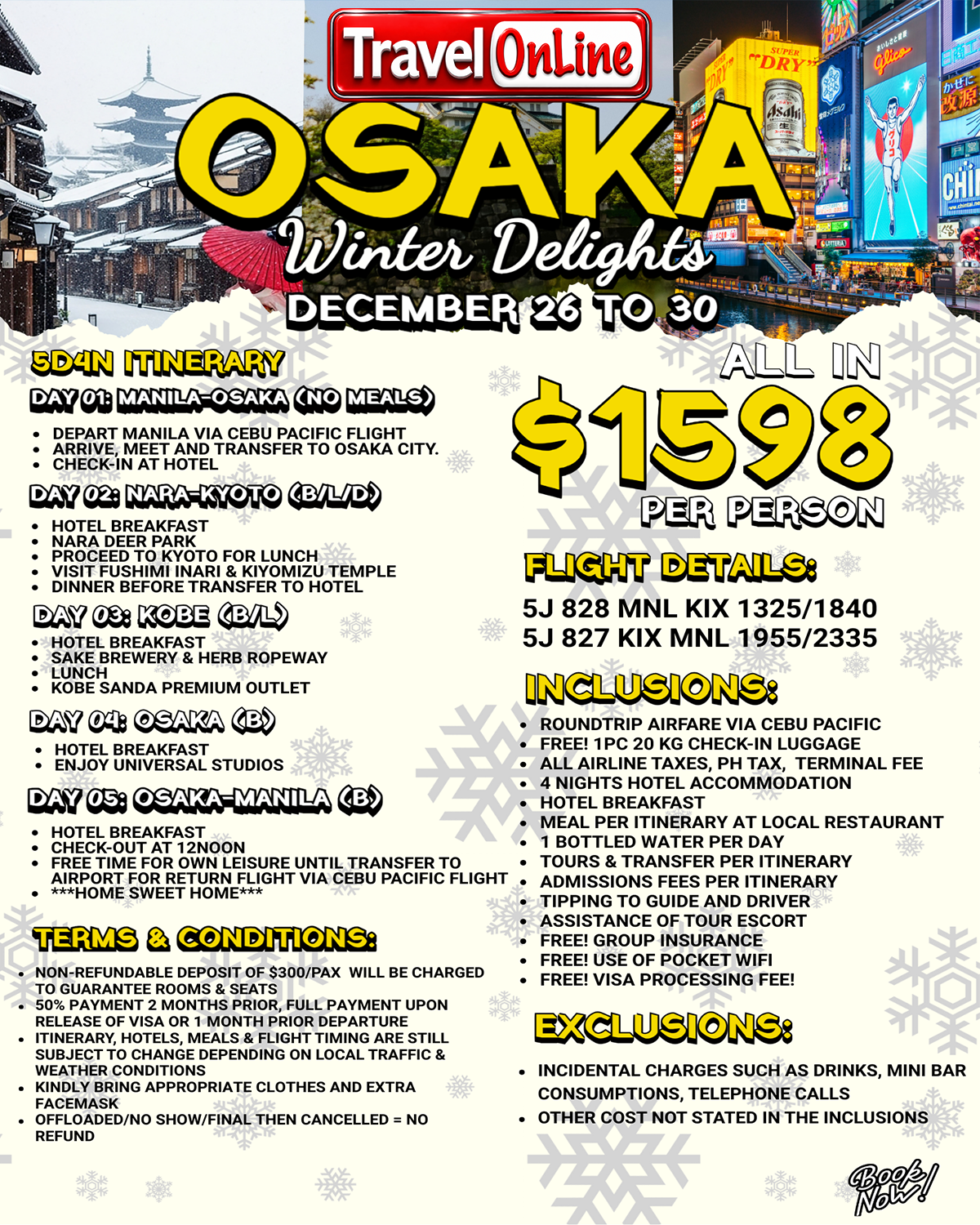 Osaka Winter: AS LOW AS $1598/PAX promo image