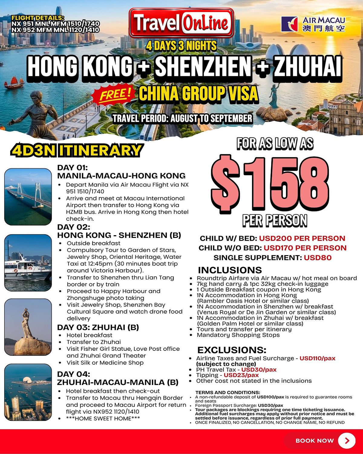 HONG KONG SHENHEN ZHUHAI : AS LOW AS $268/PAX promo image