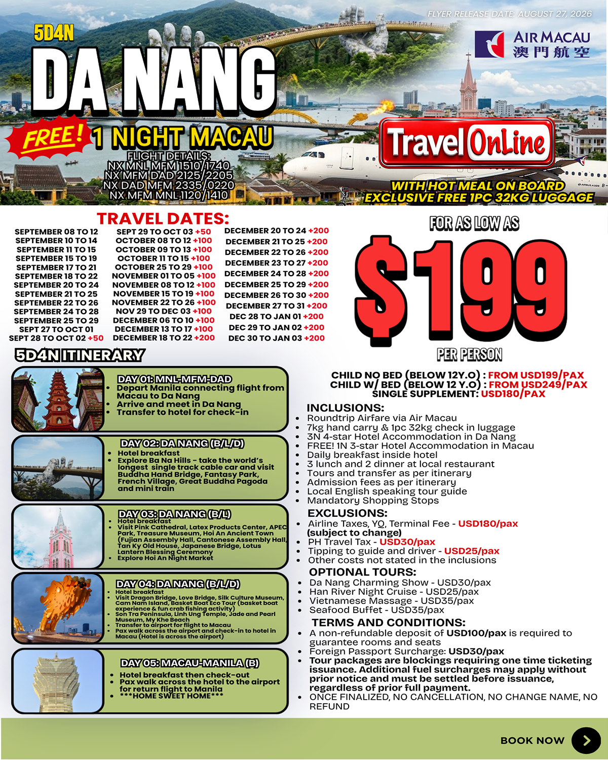 5D4N DANANG + MACAU SEP TO DEC: AS LOW AS $379/PAX promo image