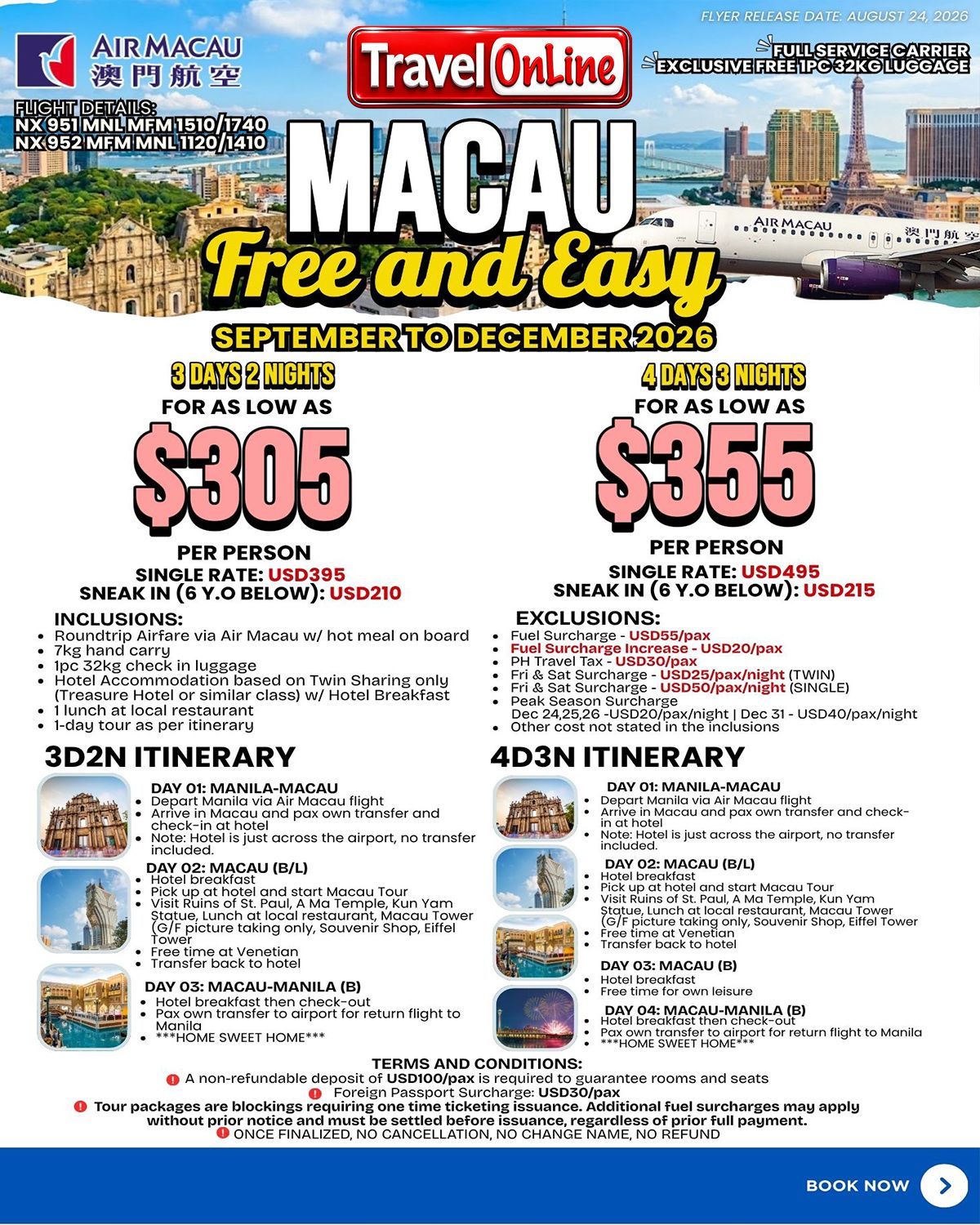 _MACAU FULL PACKAGE SEP TO DEC: AS LOW AS $305/PAX promo image