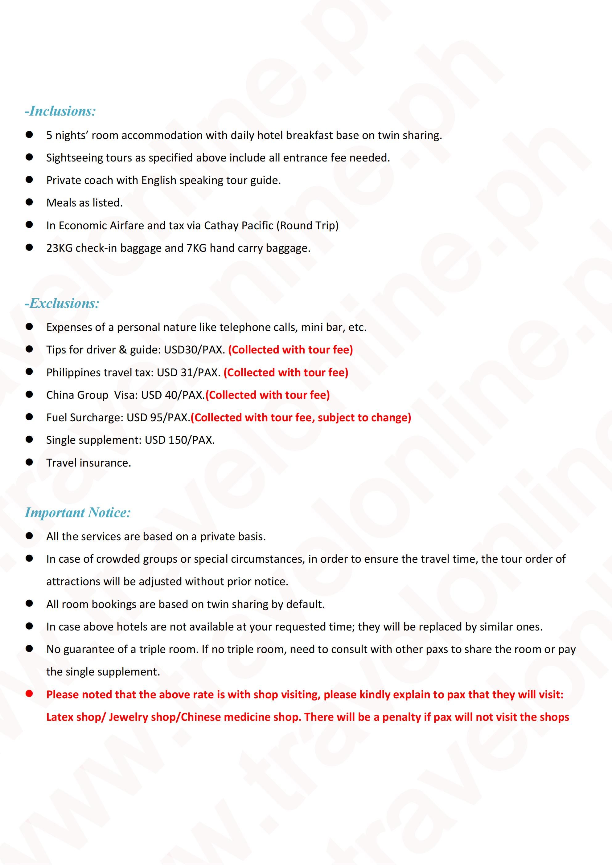 Avatar-Furong 6D5N Tour, 2027 China: AS LOW AS $499/PAX itinerary
