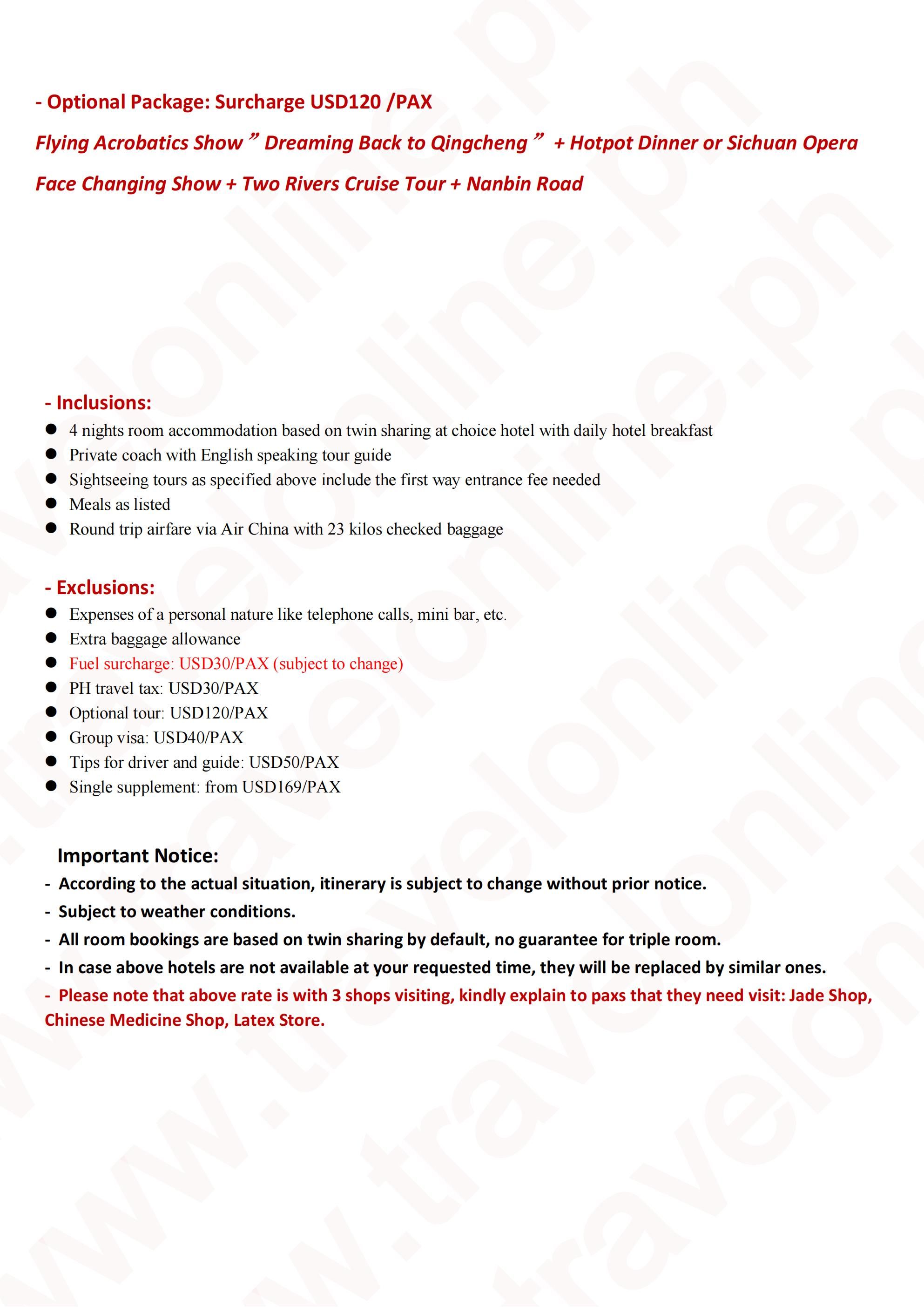 Chongqing+Chengdu 5D4N Skiing Tour: AS LOW AS $488/PAX itinerary