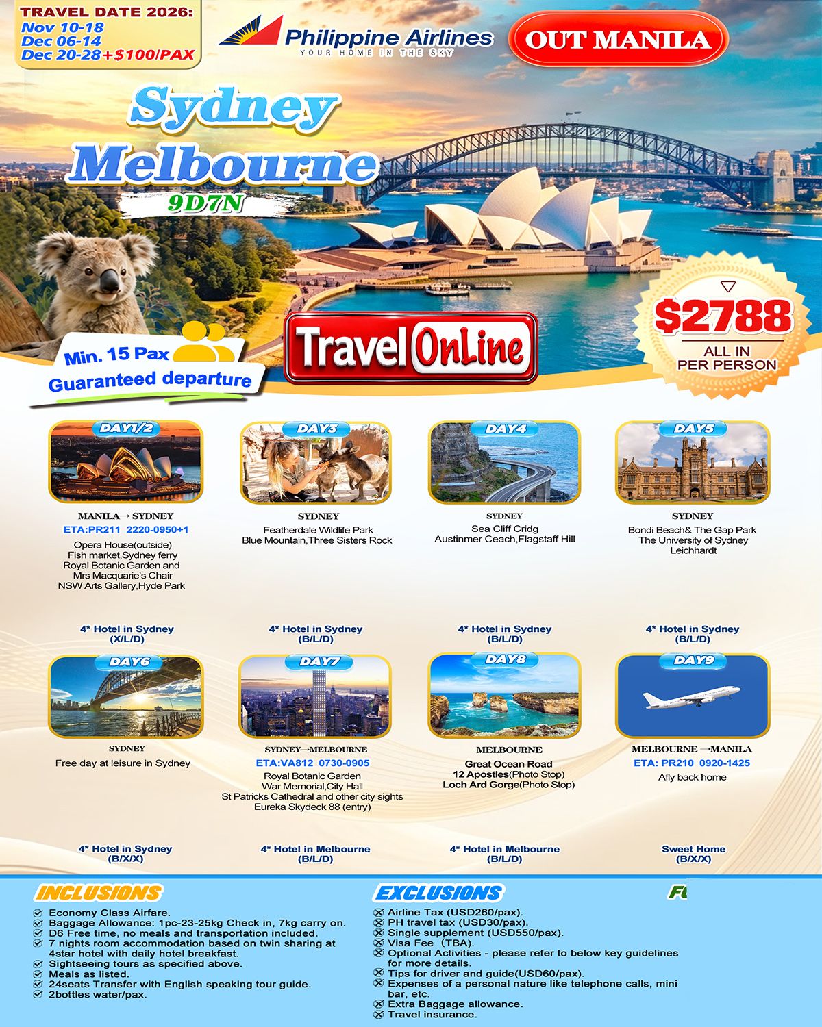 Sydney and Melbourne 9D7N,2026: AS LOW AS $2788/PAX promo image