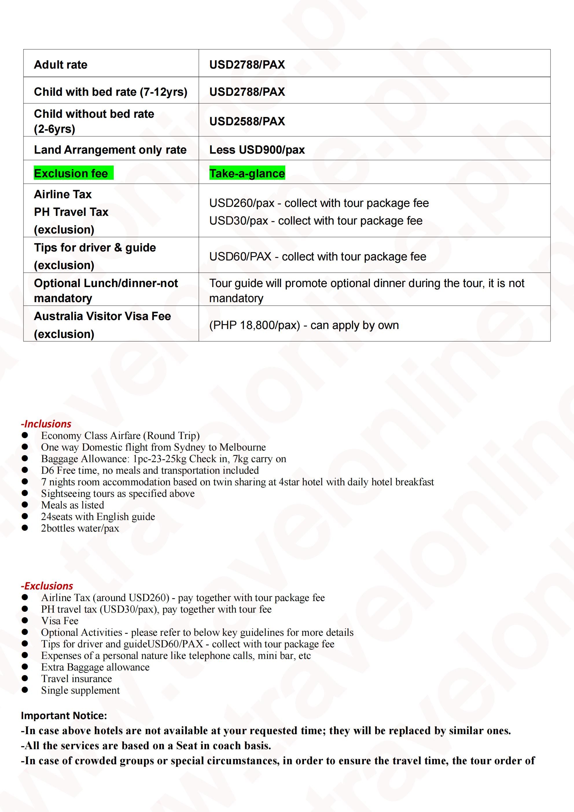 Sydney and Melbourne 9D7N,2026: AS LOW AS $2788/PAX itinerary