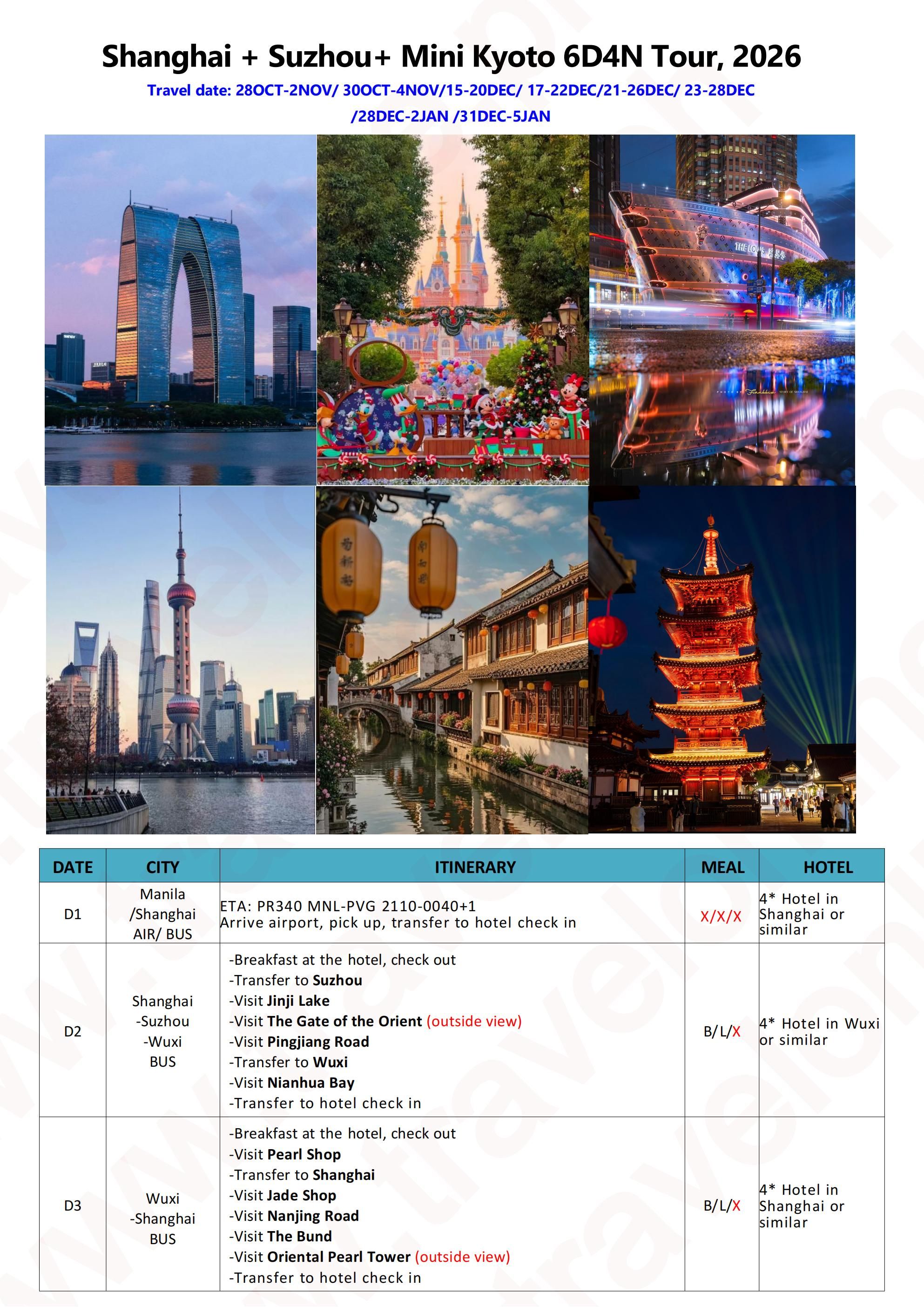 Shanghai + Suzhou + Mini Kyoto 6D4N Tour, 2026: AS LOW AS $499/PAX itinerary