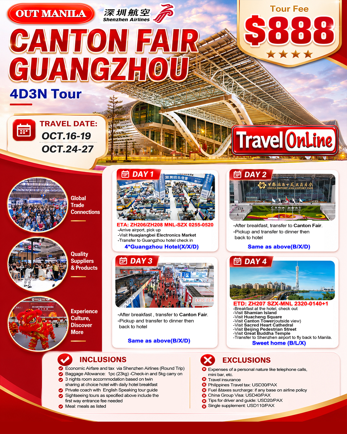 Canton Fair + Guangzhou 4D3N Tour: AS LOW AS $888/PAX promo image