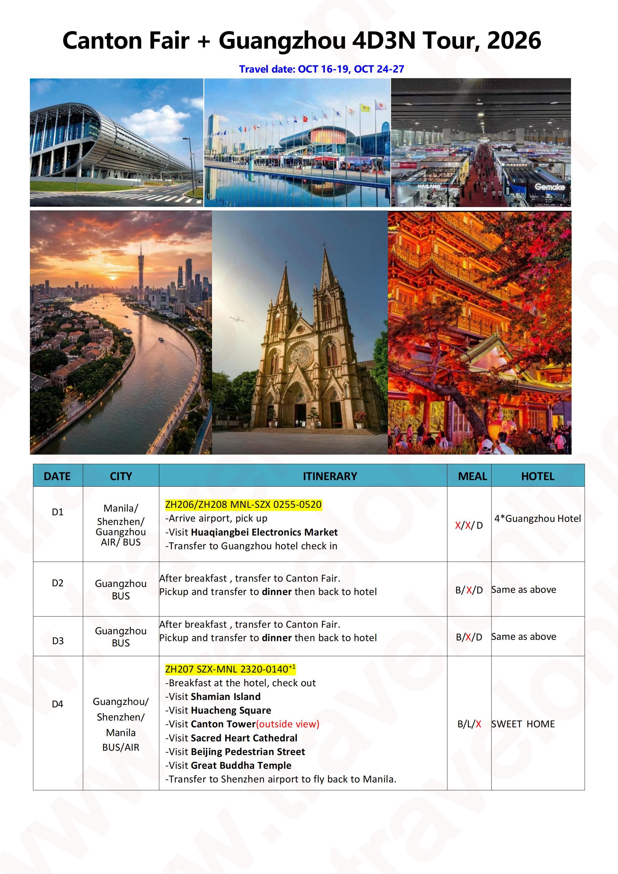 Canton Fair + Guangzhou 4D3N Tour: AS LOW AS $888/PAX itinerary