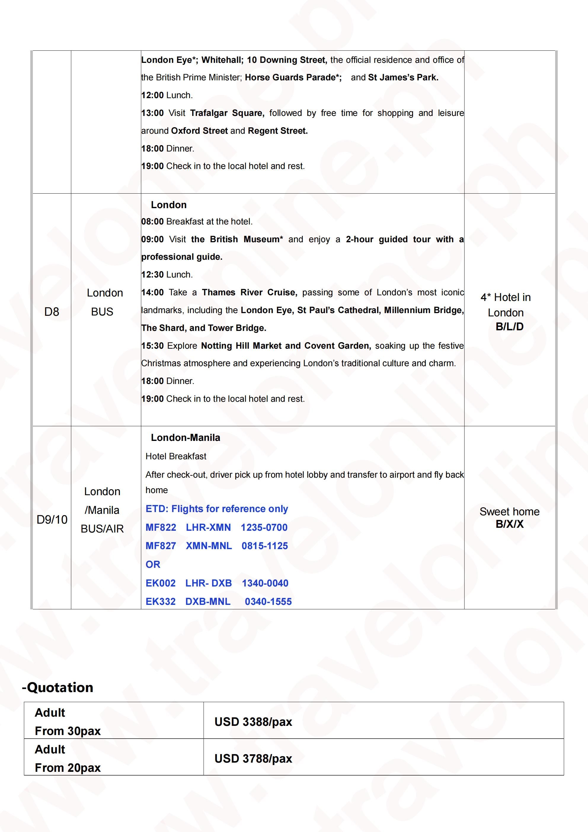 Discover the Best of England(Via Xiamen)10D7N ,2026-2027: AS LOW AS $3788/PAX itinerary