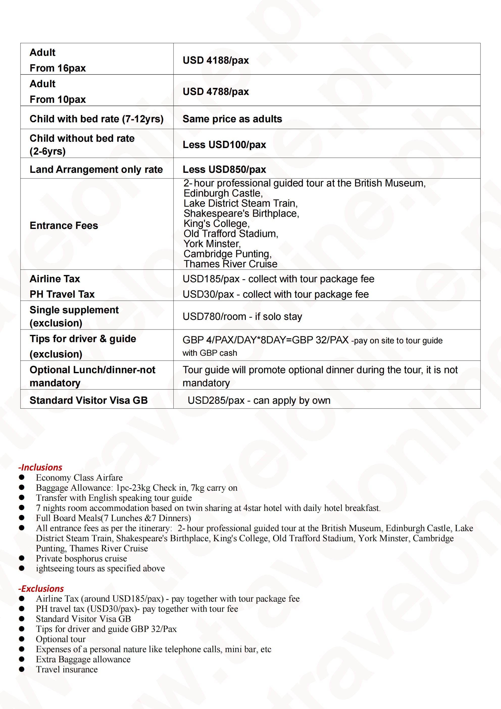 Discover the Best of England(Via Xiamen)10D7N ,2026-2027: AS LOW AS $3788/PAX itinerary