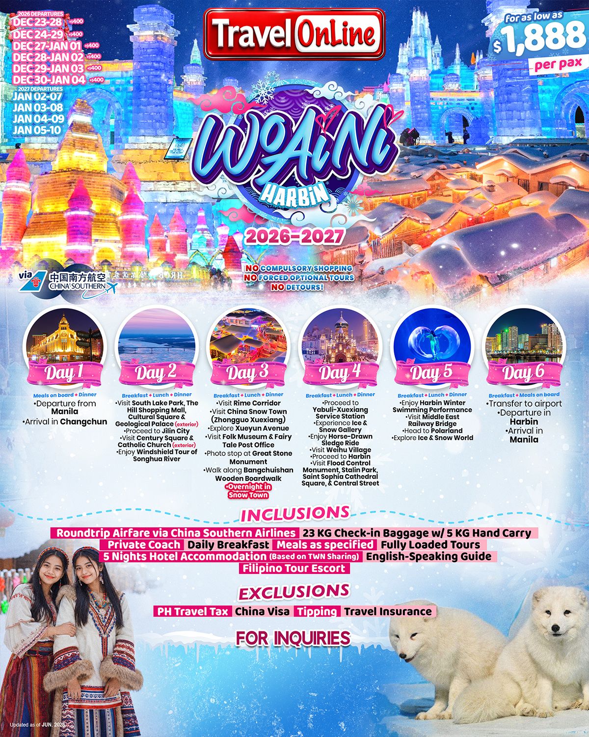 CHINA (Wo Ai Ni-Harbin) 2026-2027: AS LOW AS $1888/PAX promo image