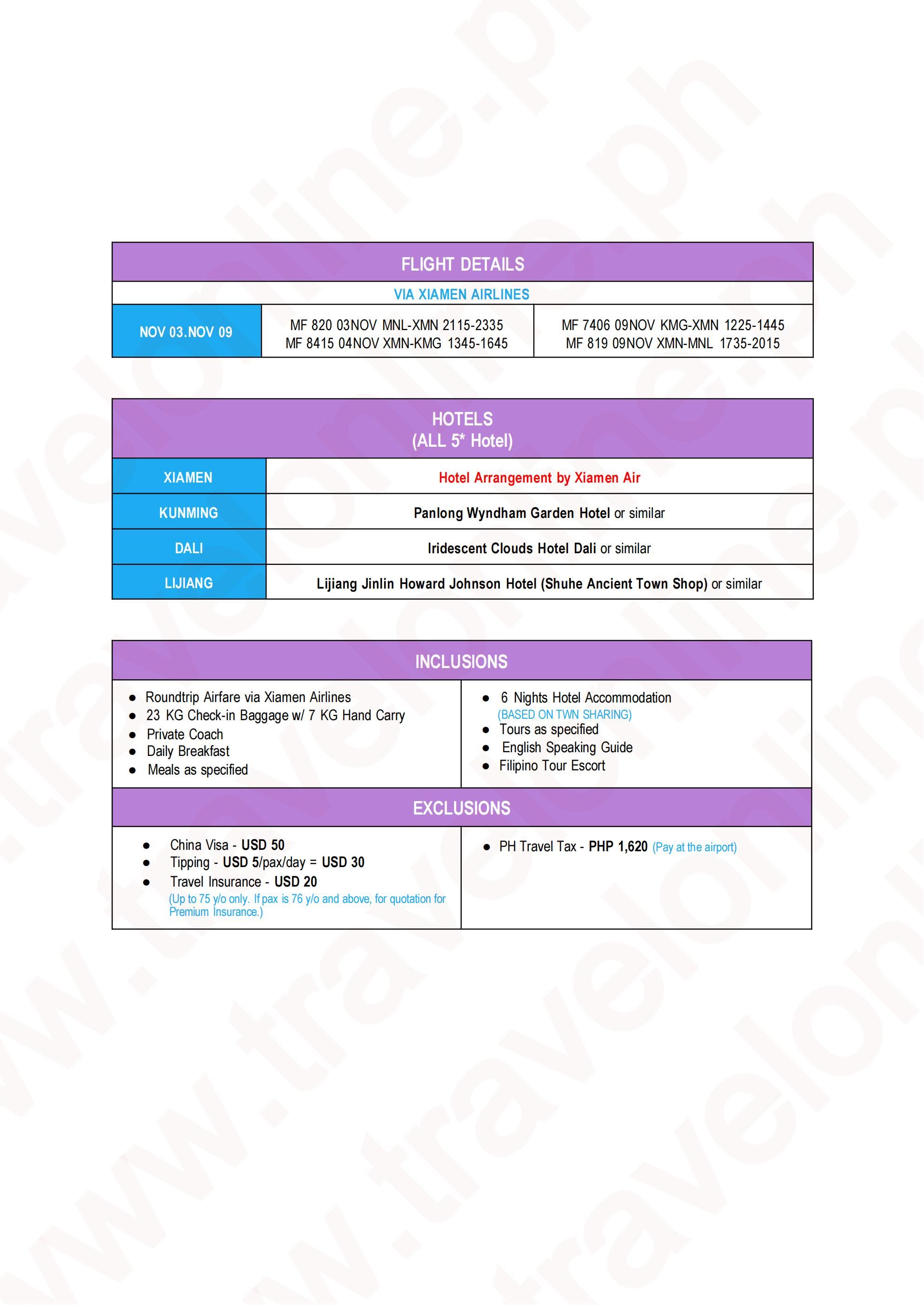 CHINA (Wo Ai Ni-Yunnan) 2026: AS LOW AS $1488/PAX itinerary