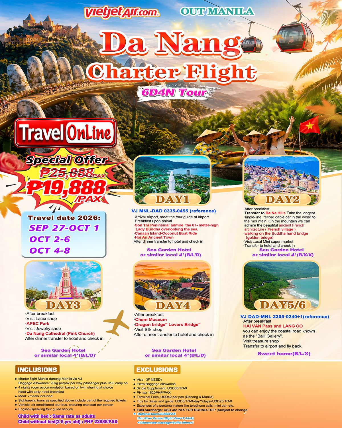 🚨SALE Manila-Danang-6D4N-Charter flight: AS LOW AS ₱19888/PAX promo image
