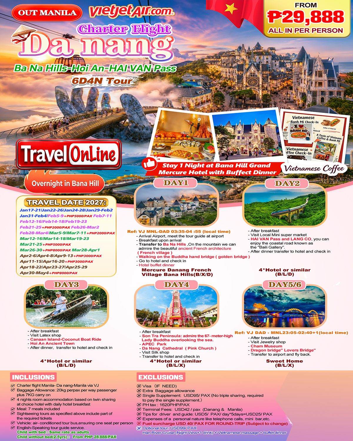 Manila-Da nang-6D4N-Overnight stay at Ba Na Hills: AS LOW AS ₱29888/PAX promo image