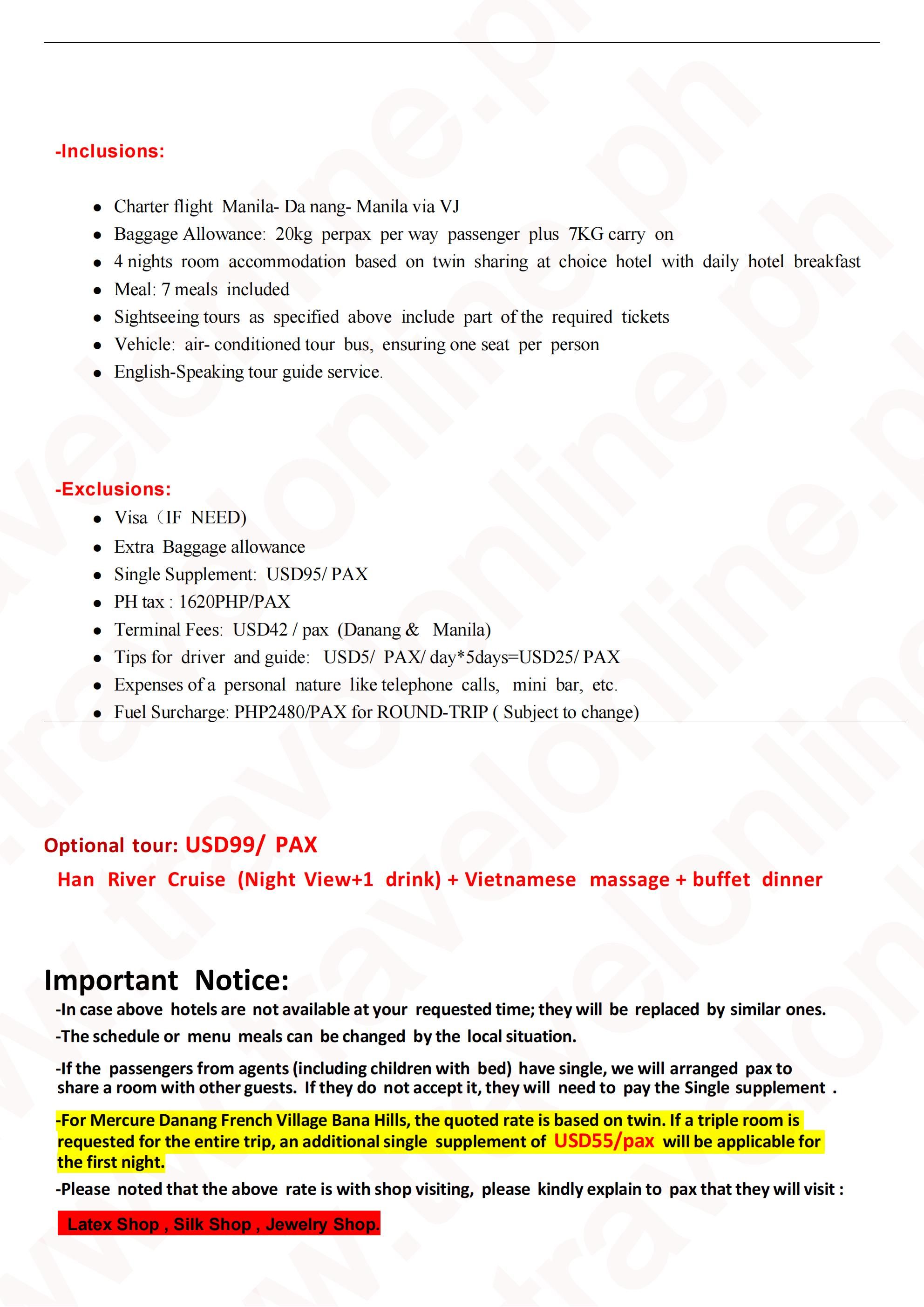 Manila-Da nang-6D4N-Overnight stay at Ba Na Hills: AS LOW AS ₱29888/PAX itinerary