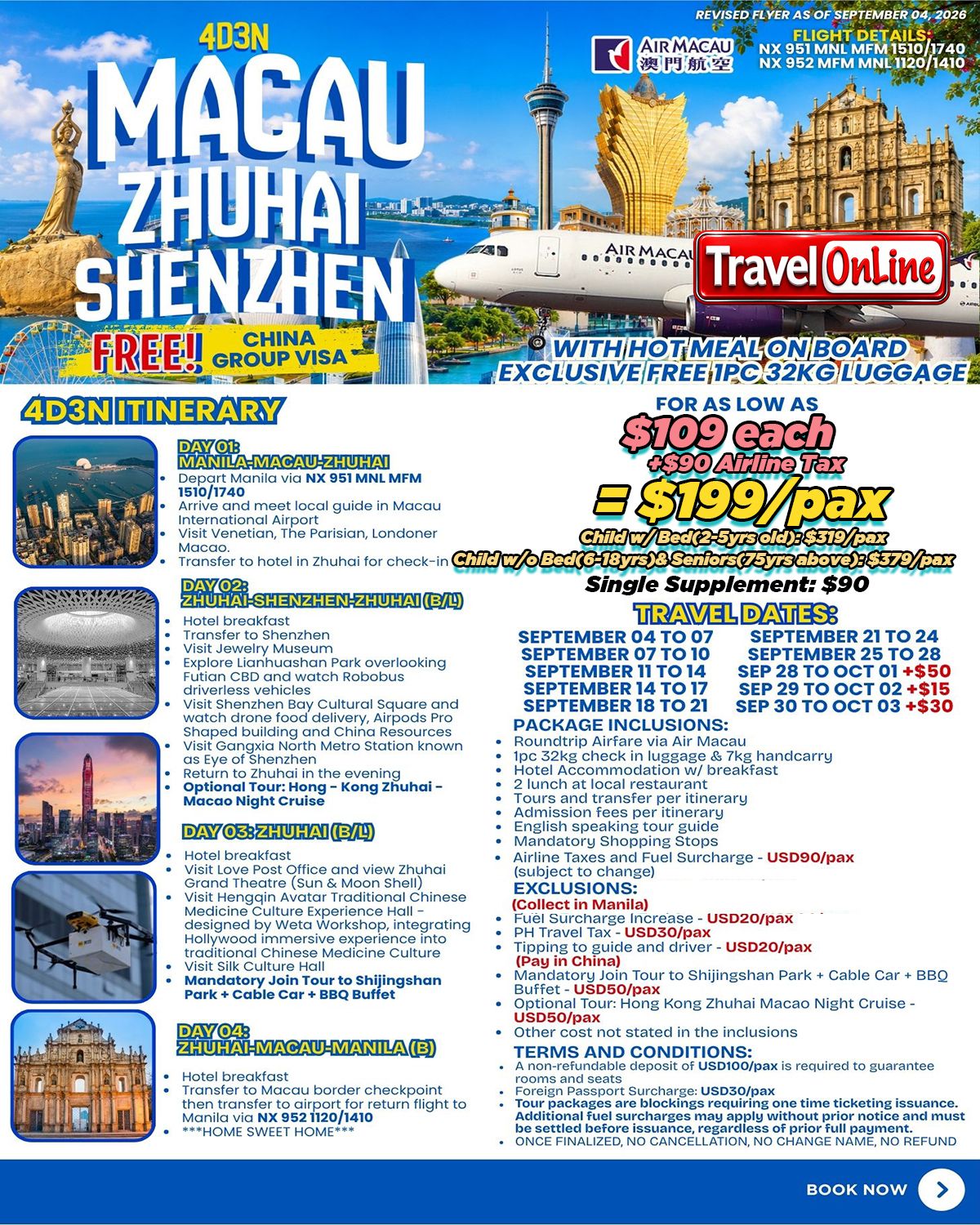 MACAU ZHUHAI SHENZHEN SEP: AS LOW AS $199/PAX promo image