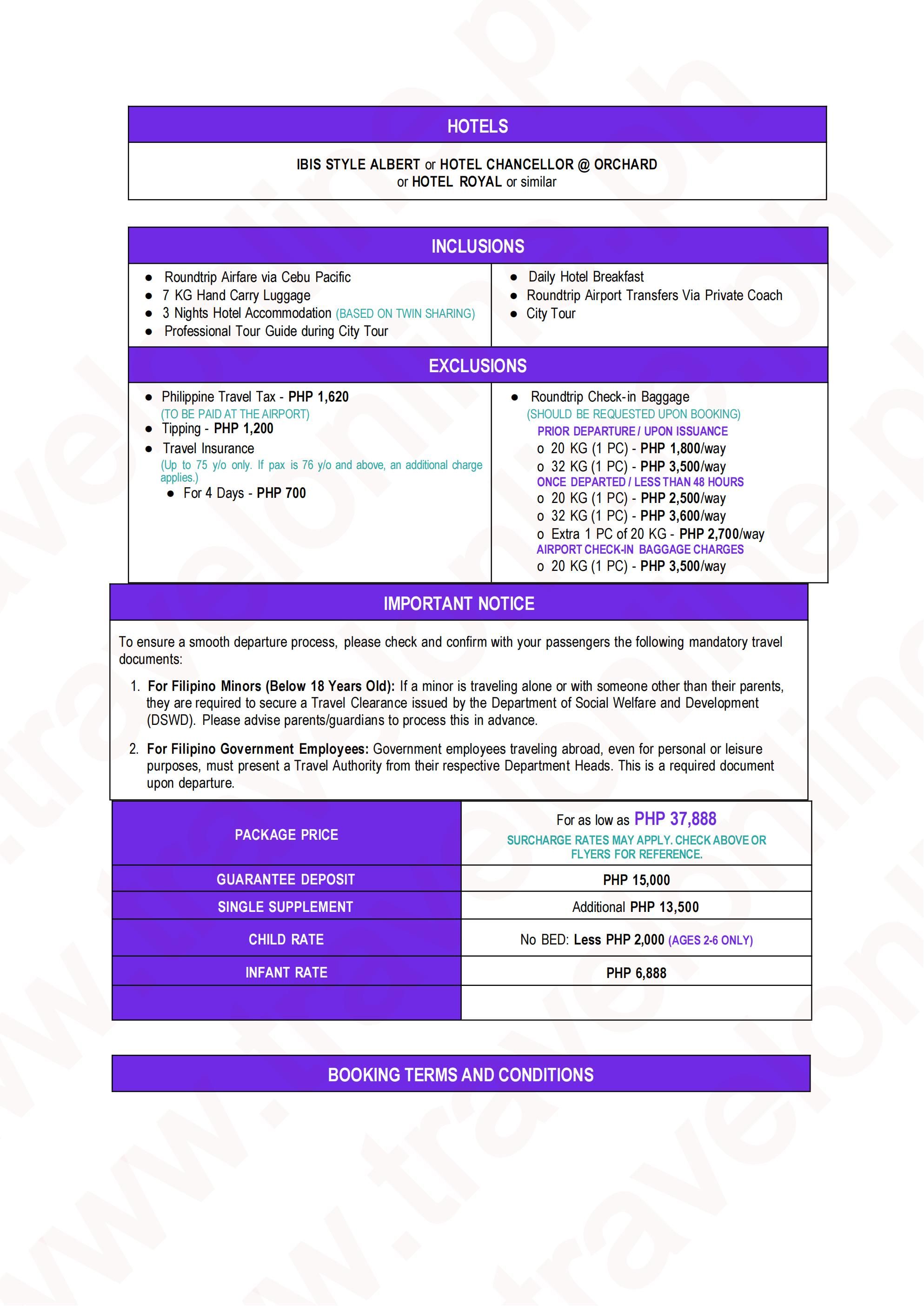 SINGAPORE (Great Singapore)(via CEBU) 2027 : AS LOW AS ₱37888/PAX itinerary