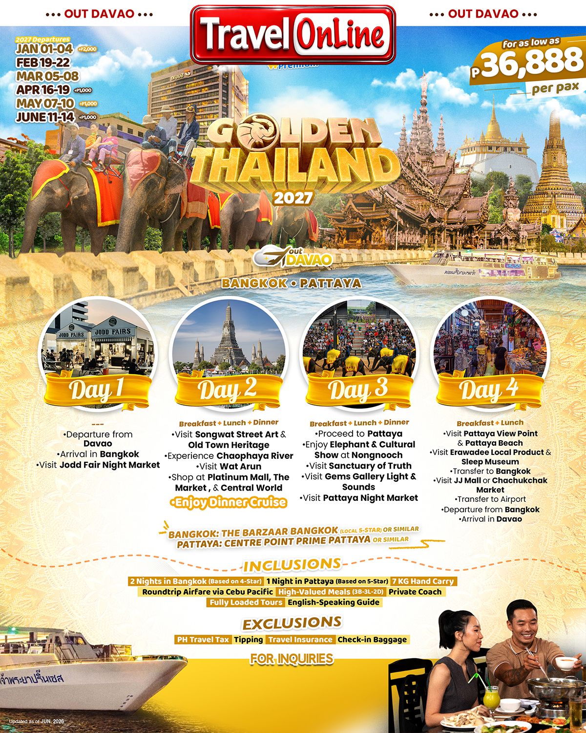 THAILAND (Golden Thailand) 2027(via DAVAO) : AS LOW AS ₱36888/PAX promo image