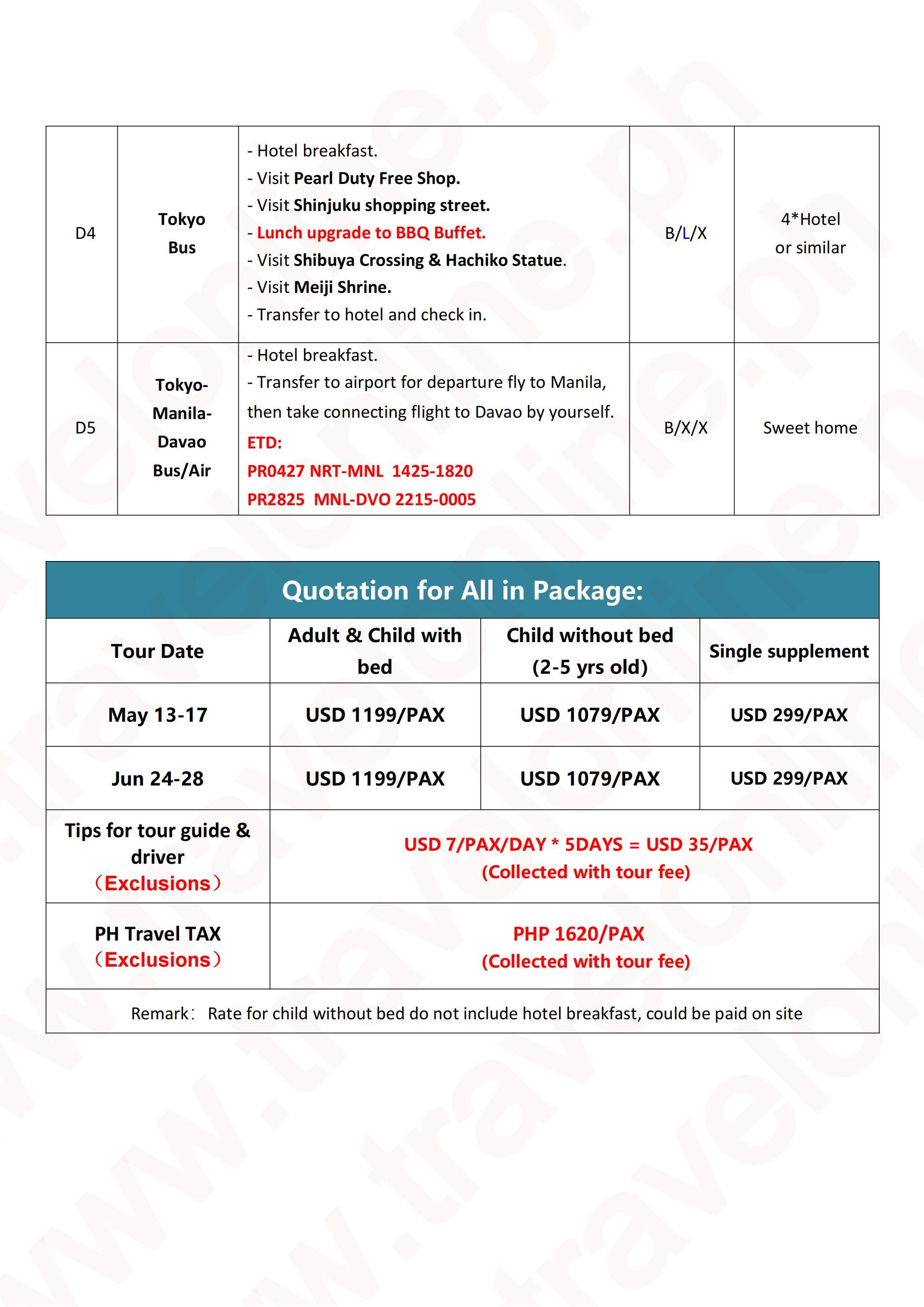Tokyo+Mt.Fuji+Kamakura 5 DAYS 4 NIGHTS（Via PAL)(via DAVAO) : AS LOW AS $1199/PAX itinerary