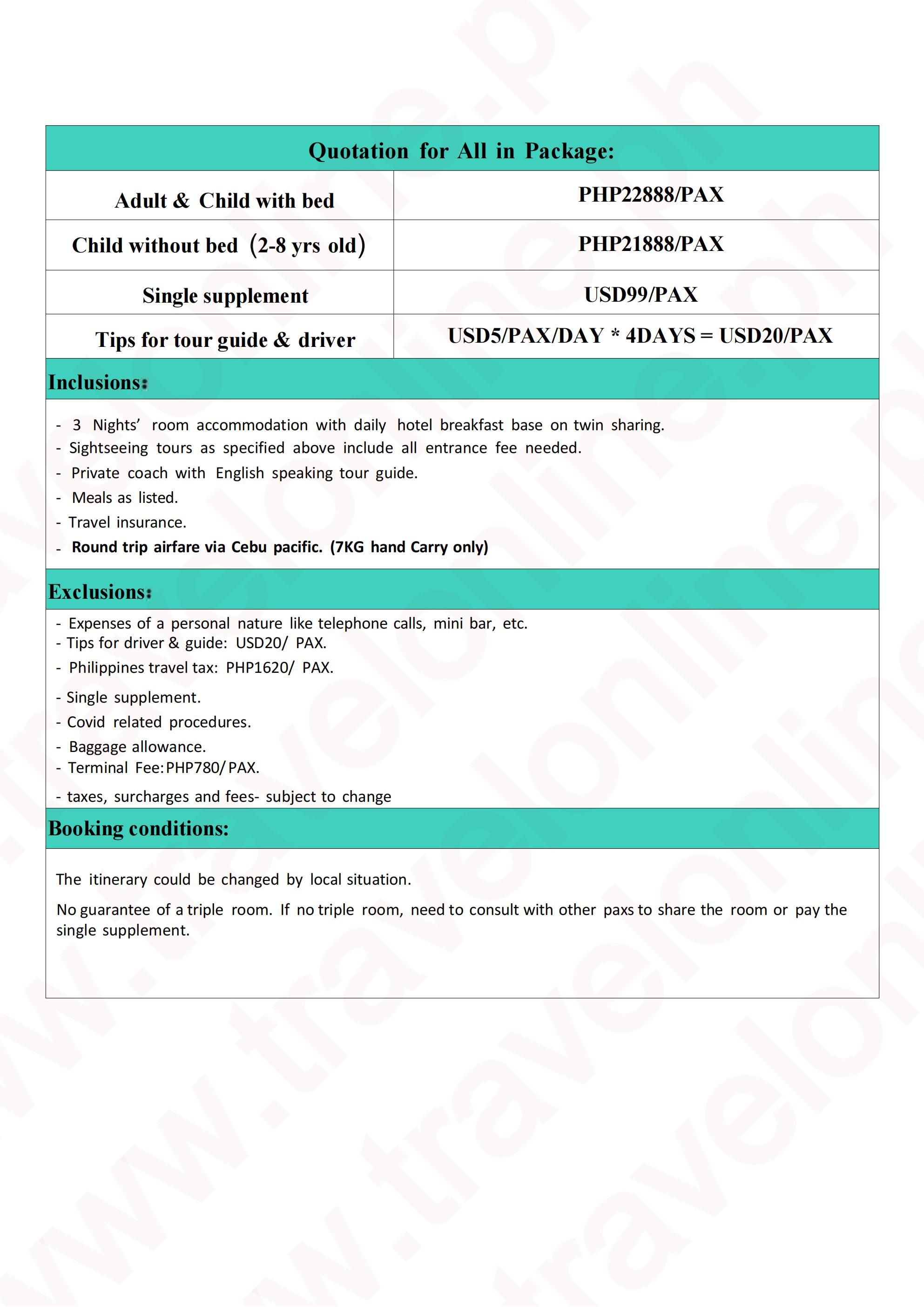 Bangkok-Pattaya 4DAYS 3NIGHTS ,Thailand(via DAVAO): AS LOW AS ₱22888/PAX itinerary