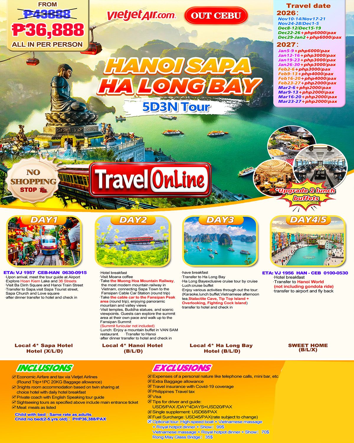 HANOI-SAPA HALONG BAY 5DAY 3NIGHT Tour (via CEBU) : AS LOW AS ₱36888/PAX promo image