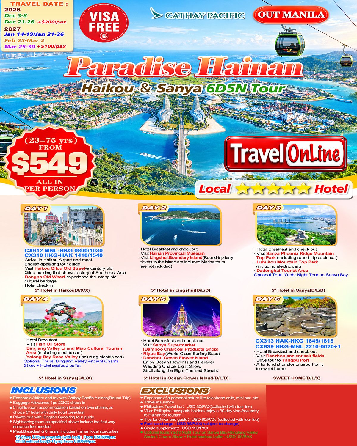 PARADISE HAINAN HAIKOU SANYA 6D5N JOINER GROUP TOUR FROM MANILA PHILIPPINES AS LOW AS: $549/PAX - TRAVELONLINE promo image