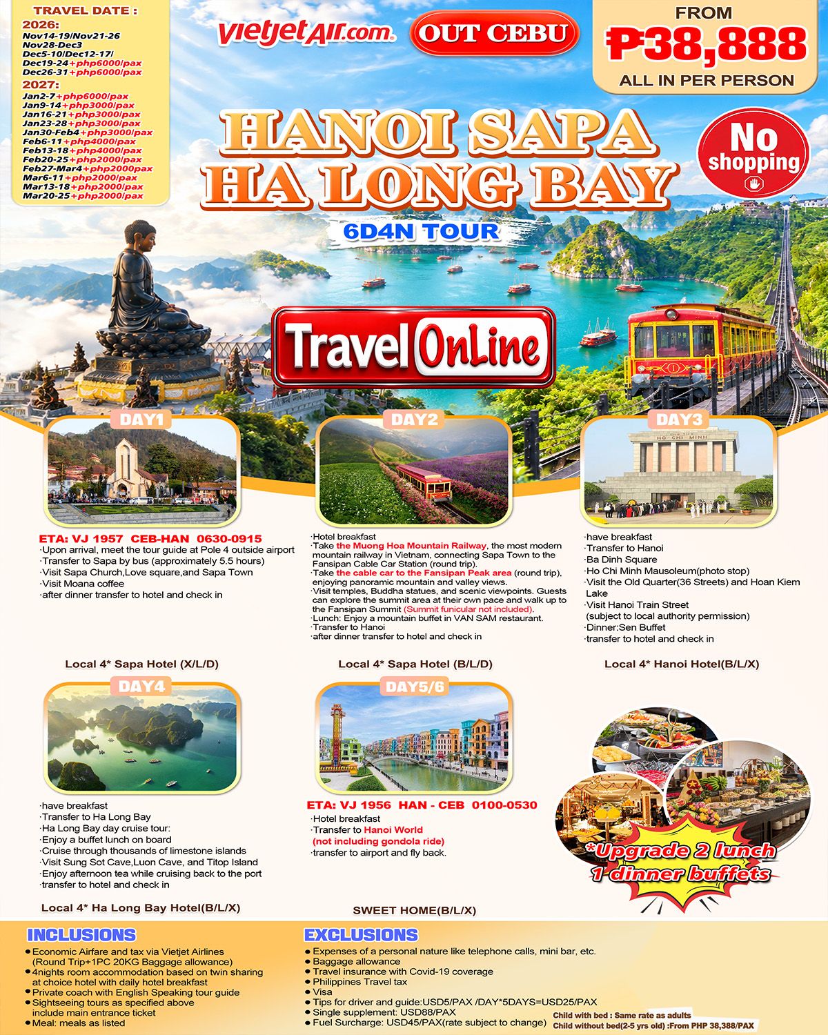 HANOI SAPA HA LONG BAY VIETNAM 6 DAYS 4 NIGHTS TOUR PACKAGE FROM CEBU PHILIPPINES: AS LOW AS ₱38888/PAX promo image