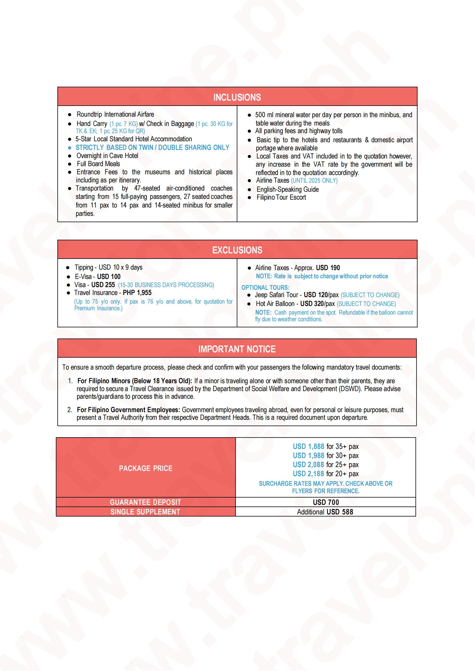 TREASURES OF TURKIYE 11D8N JOINER GROUP TOUR FROM CEBU OR DAVAO PHILIPPINES AS LOW AS: $1888/PAX - TRAVELONLINE itinerary