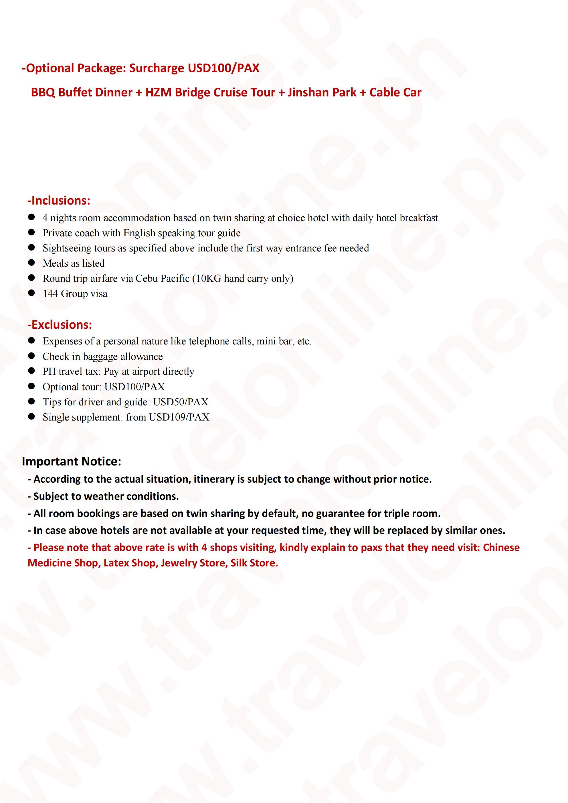 HONGKONG MACAU SHENZHEN CANTON ZHUHAI 5D4N JOINER GROUP TOUR FROM MANILA PHILIPPINES AS LOW AS: $338/PAX - TRAVELONLINE itinerary