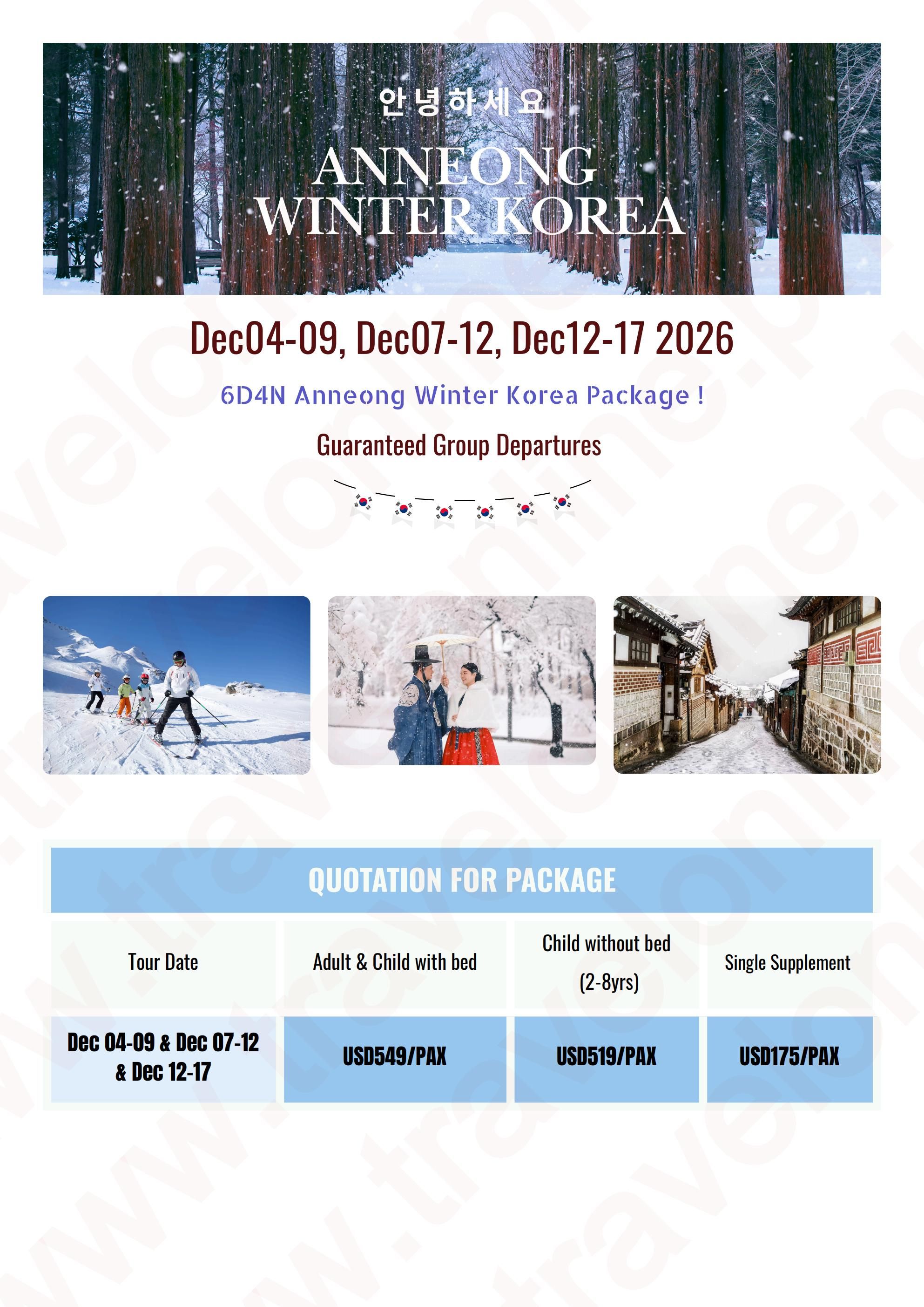 SOUTH KOREA 6 DAYS 4 NIGHTS ALL IN JOINER GROUP TOUR PACKAGE FROM MANILA PHILIPPINES - AS LOW AS: $549/PAX - TRAVELONLINE itinerary