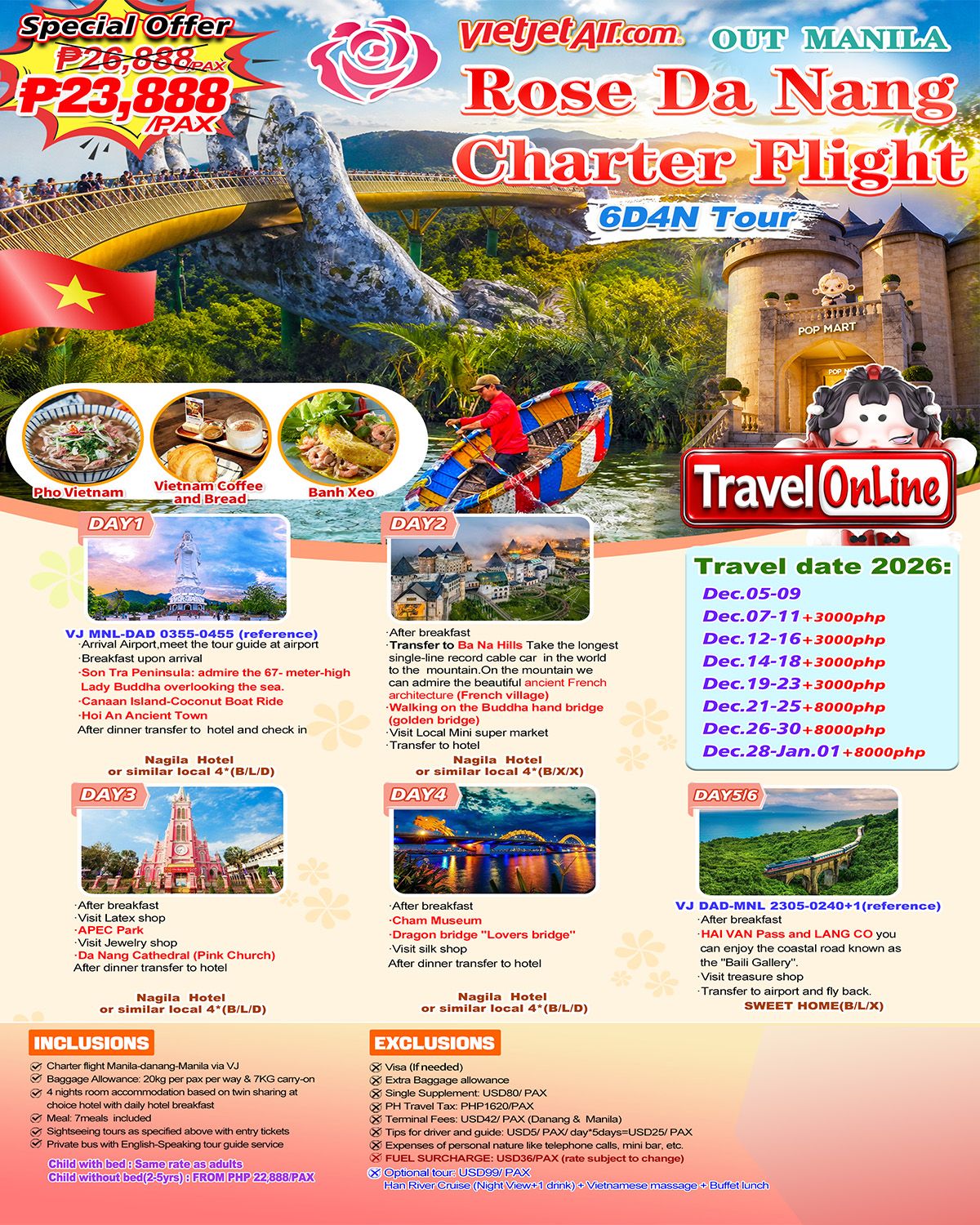 ROSE DA NANG VIETNAM 6 DAYS 4 NIGHTS JOINER GROUP TOUR FROM MANILA PHILIPPINES AS LOW AS: ₱23888/PAX - TRAVELONLINE promo image