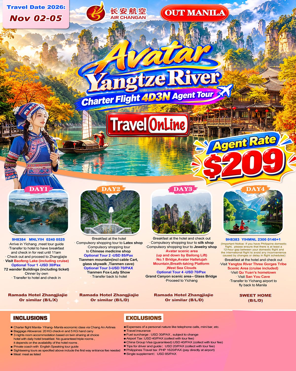Charter Flight Avatar Yangtze River 4D3N Agent Tour 2026 $209/PAX promo image