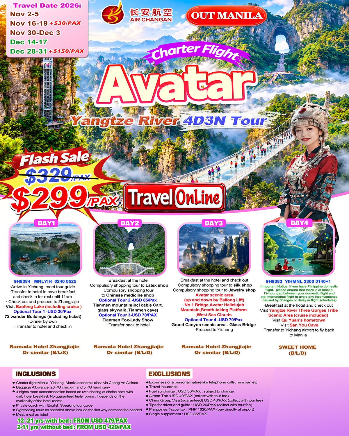CHINA 4 DAYS 3 NIGHTS ALL IN JOINER GROUP TOUR PACKAGE FROM MANILA PHILIPPINES - AS LOW AS: $329/PAX - TRAVELONLINE promo image