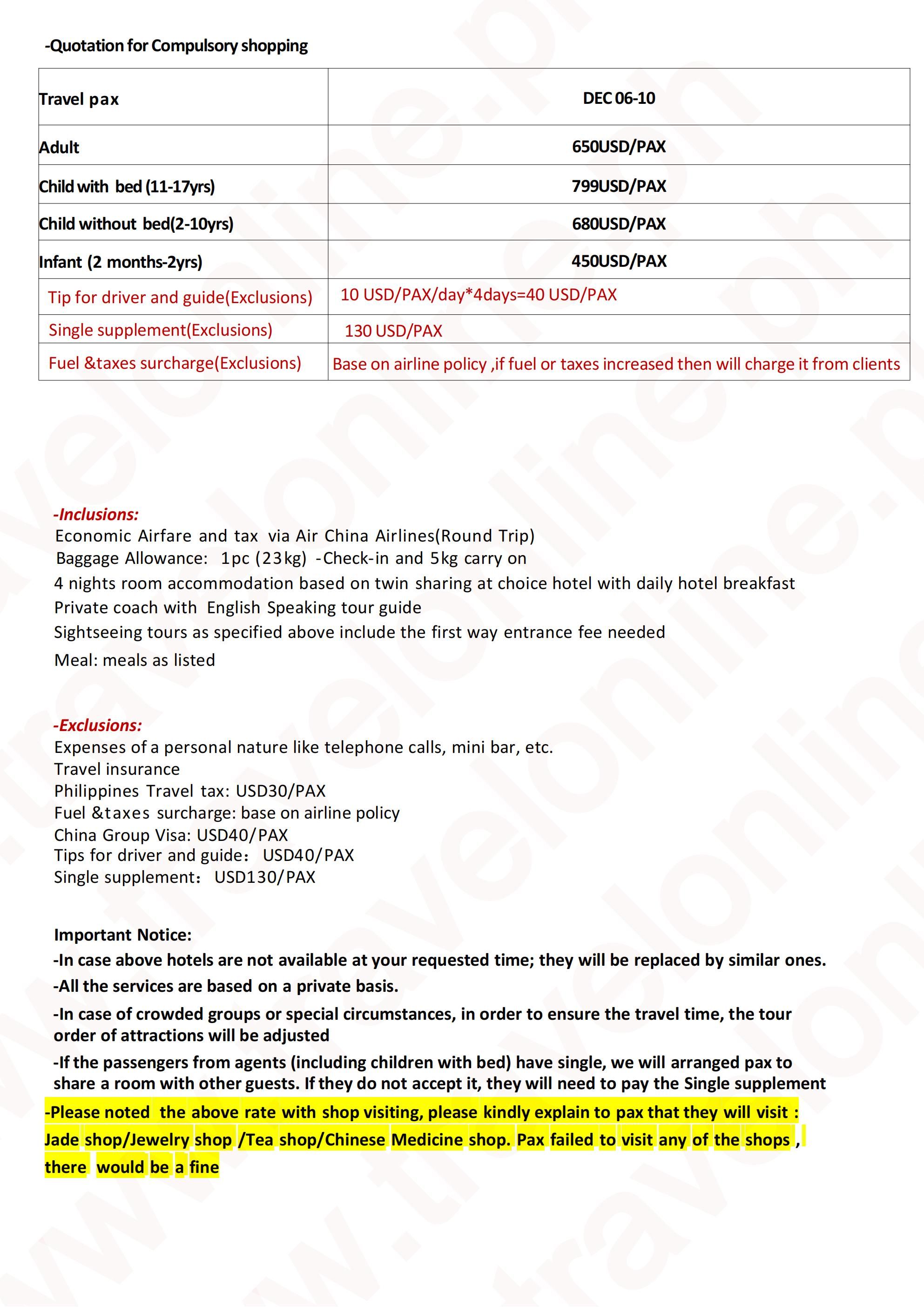 BEIJING CHINA 5 DAYS 4 NIGHTS ALL IN JOINER GROUP TOUR PACKAGE FROM MANILA PHILIPPINES - AS LOW AS: $580/PAX - TRAVELONLINE itinerary