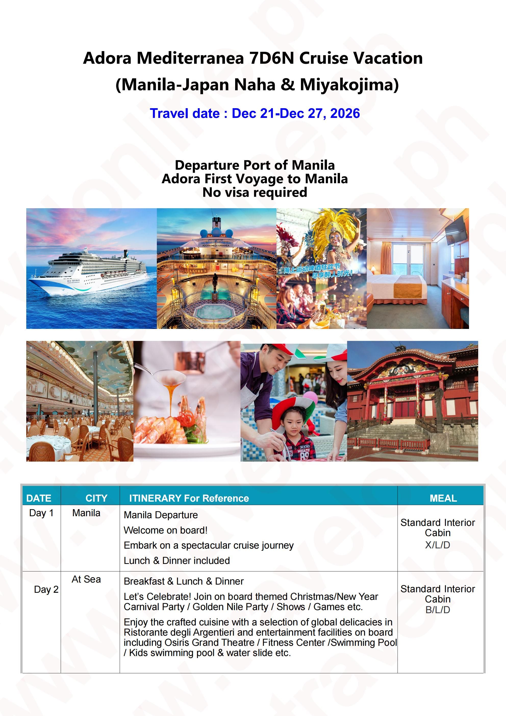 JAPAN MIYAKOJIMA NAHA 7 DAYS 6 NIGHTS ALL IN JOINER GROUP TOUR PACKAGE FROM MANILA PHILIPPINES - AS LOW AS: $399/PAX - TRAVELONLINE itinerary