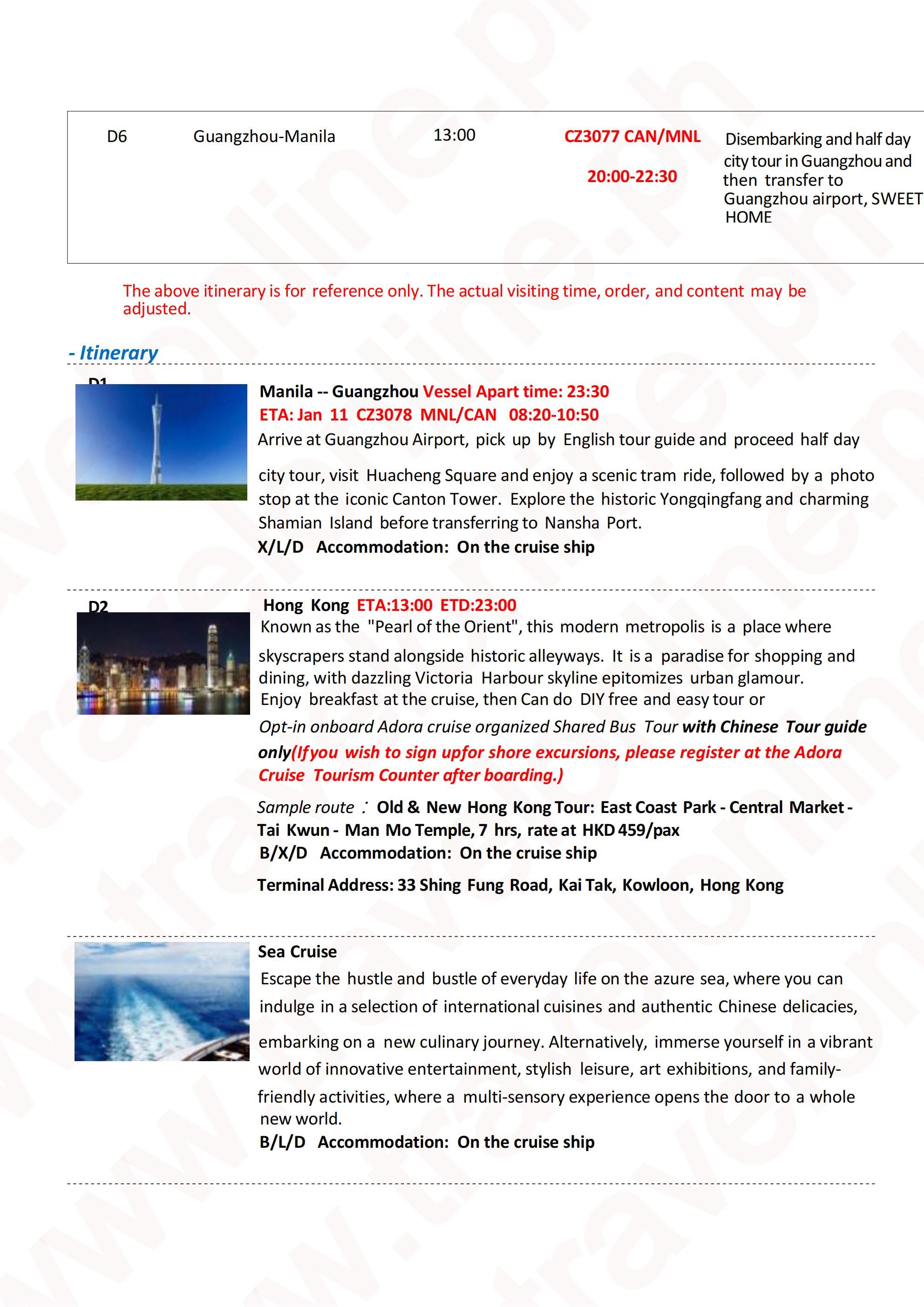 CHINA HONG KONG JAPAN 6 DAYS 5 NIGHTS ALL IN JOINER GROUP TOUR PACKAGE FROM MANILA PHILIPPINES - AS LOW AS: $1488/PAX - TRAVELONLINE itinerary