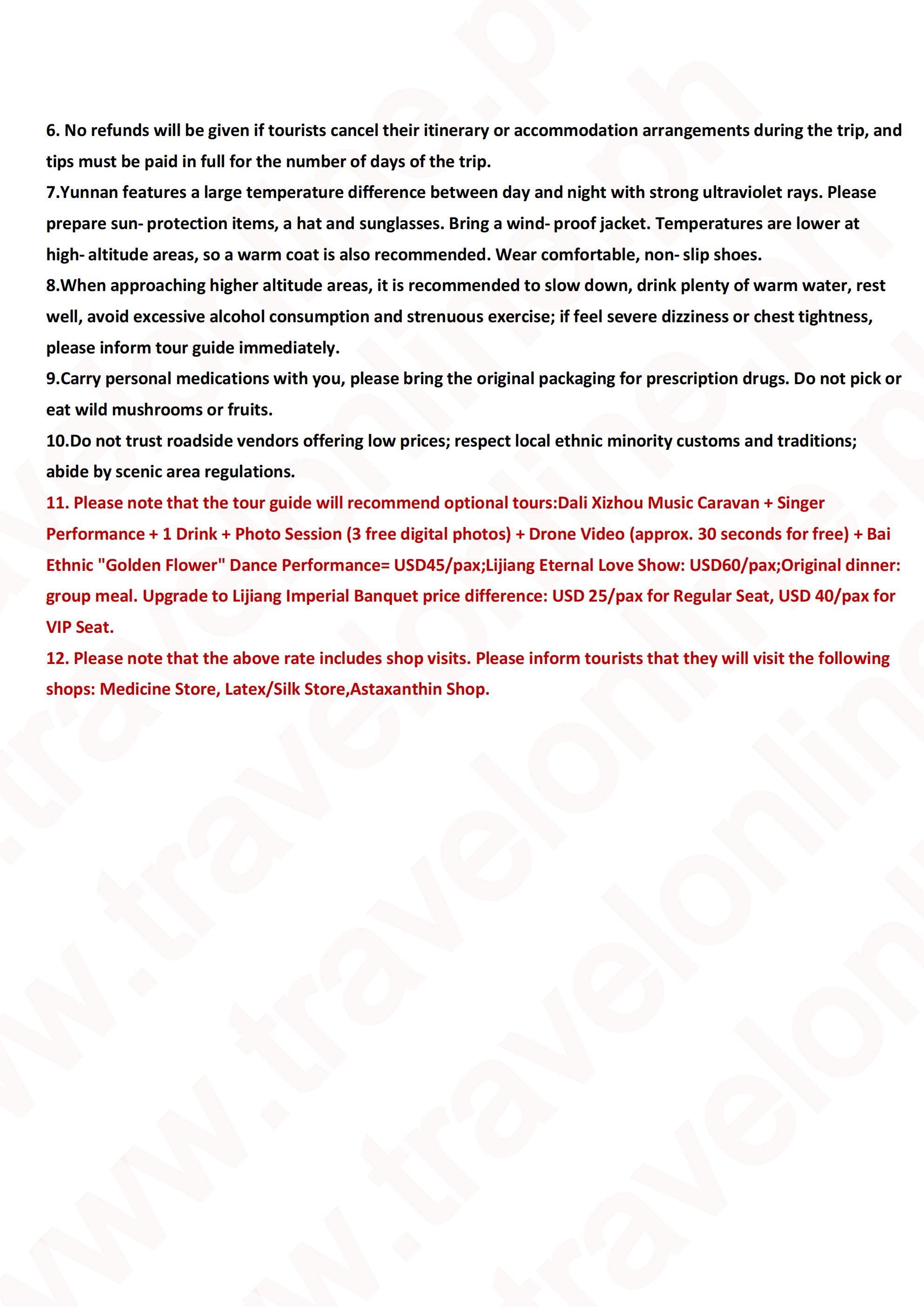 YUNNAN CHINA 8 DAYS 7 NIGHTS ALL IN JOINER GROUP TOUR PACKAGE FROM MANILA PHILIPPINES - AS LOW AS: $799/PAX - TRAVELONLINE itinerary