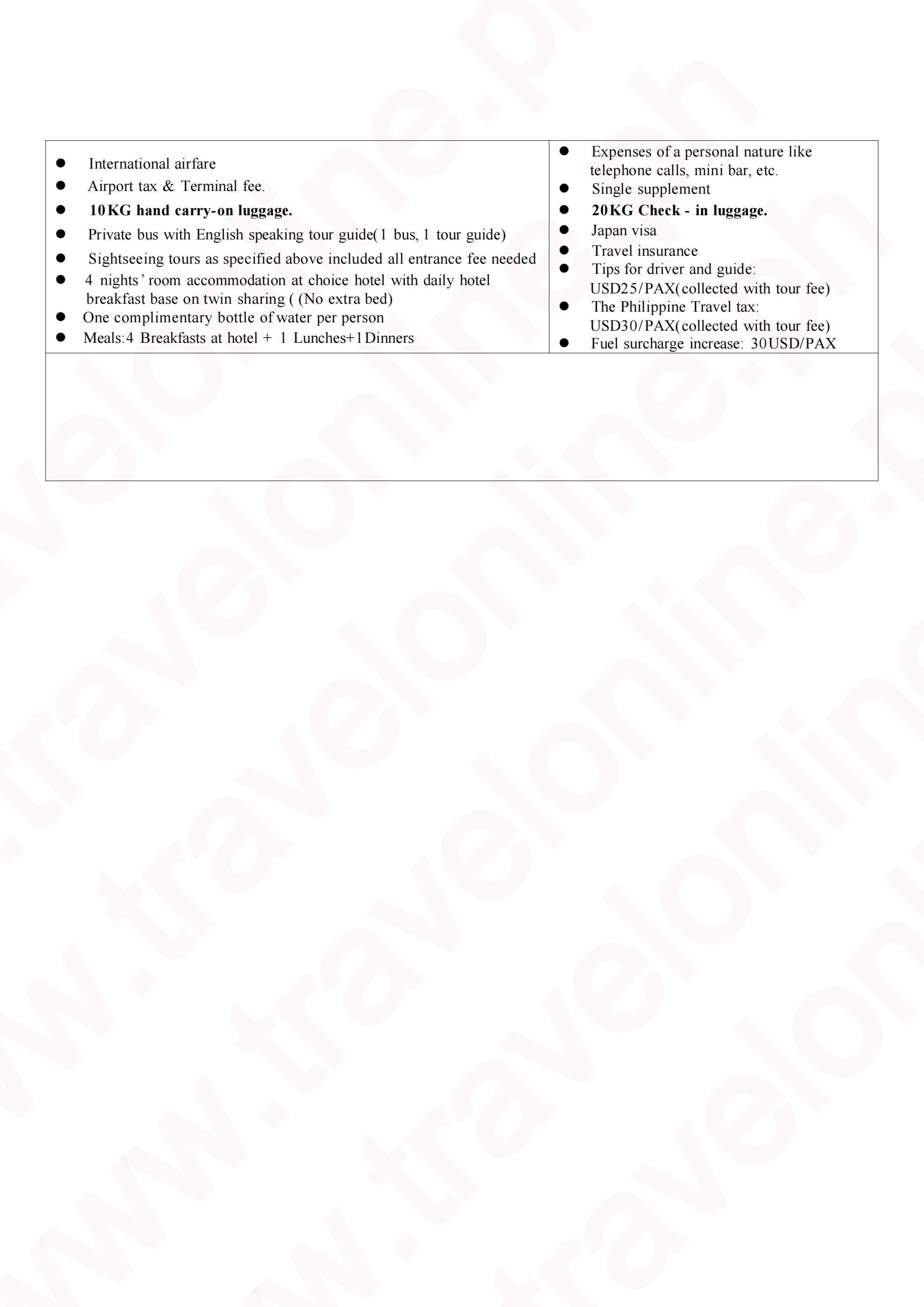 TOKYO MT. FUJI YOKOHAMA JAPAN 5 DAYS 4 NIGHTS ALL IN JOINER GROUP TOUR PACKAGE FROM MANILA PHILIPPINES - AS LOW AS: $1049/PAX - TRAVELONLINE itinerary